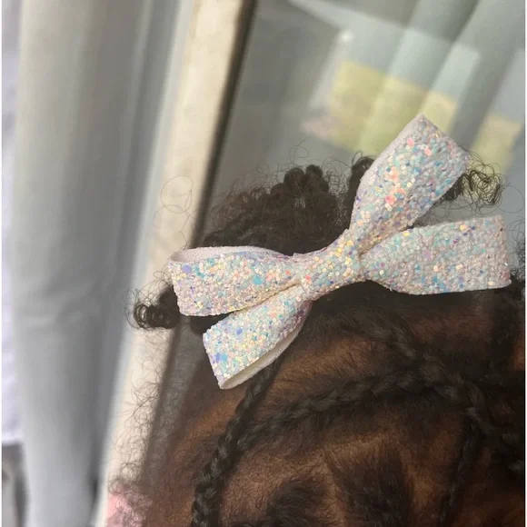 Handcrafted Hair bow Set - 2 Glitter hair bows - Little Girls or Cheer